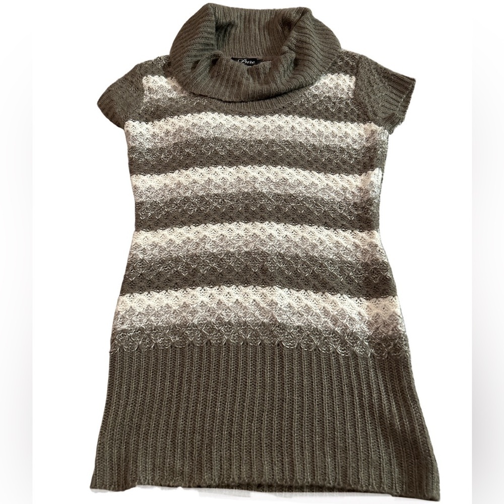 Women's Pure by Nitrogen Brown and White Knitted Sweater Size Medium